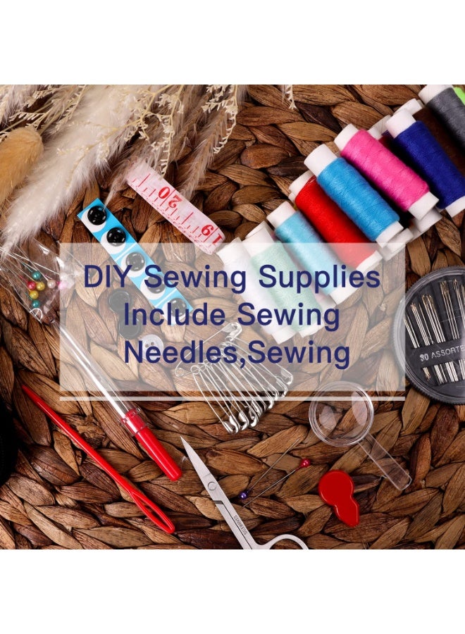 دايتويز مجموعة خياطة مع حقيبة، مستلزمات خياطة محمولة للمنزل والمسافرين، للكبار والمبتدئين، لحالات الطوارئ، تحتوي على خيوط، مقص، إبر، شريط قياس - Image 2